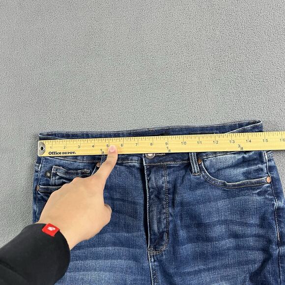 Judy Blue Jeans Womens 31 Blue Control Top Flare Strech Frayed Casual Distressed - Picture 7 of 10